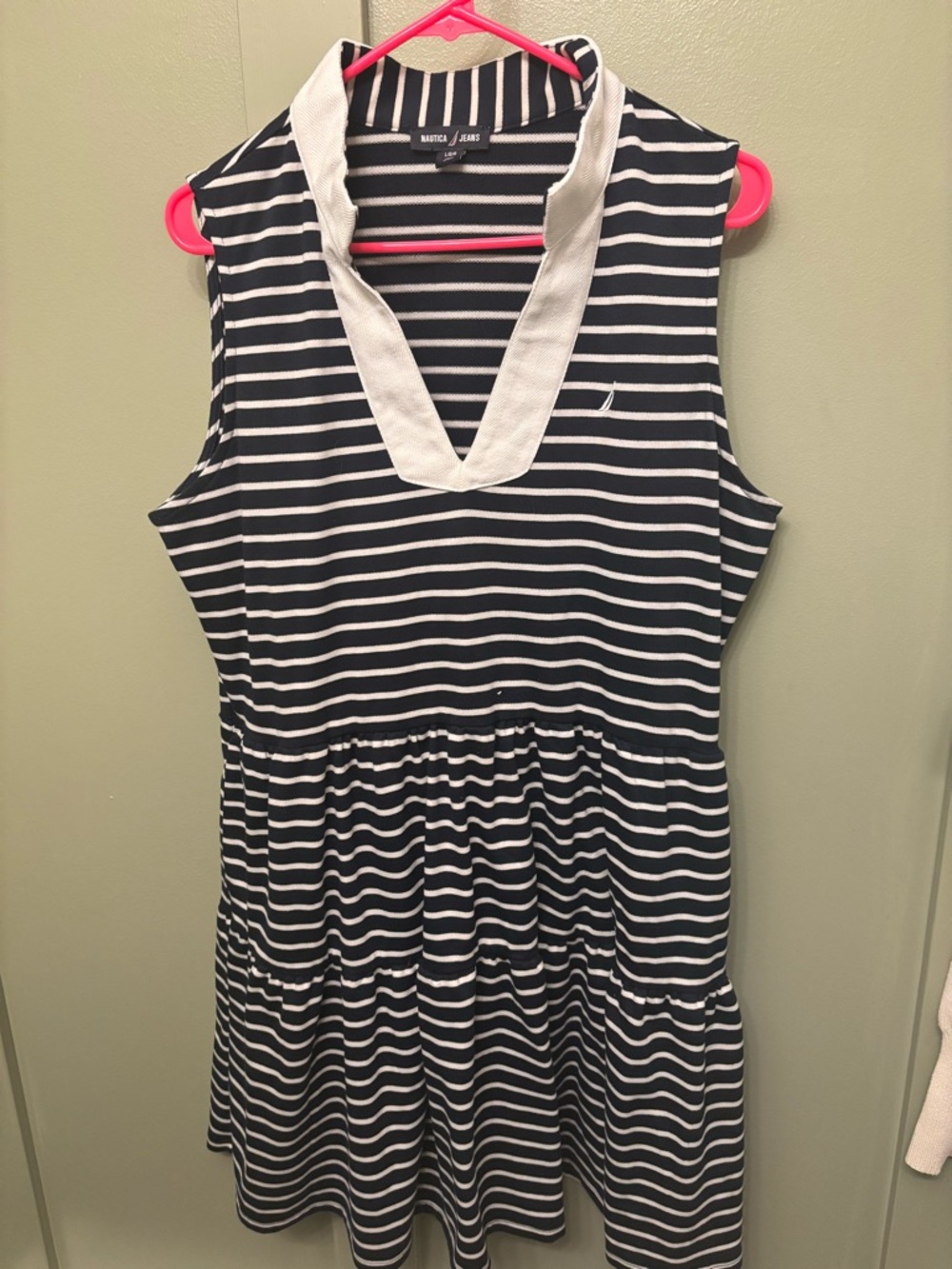 Nautica Jeans Navy and White Striped Tank Dress